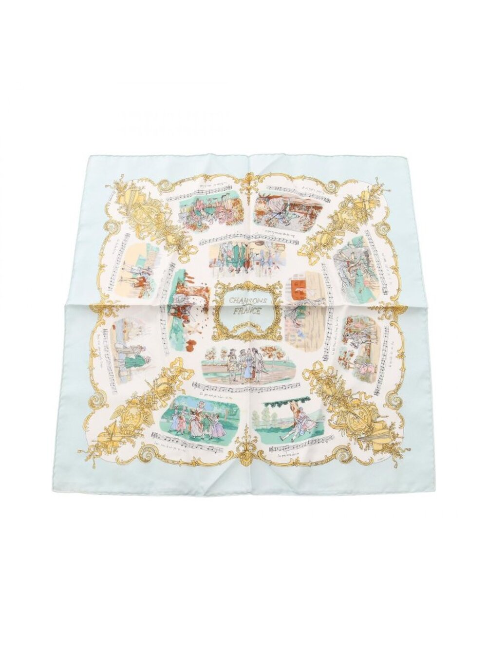 Hermes Scarf Petit Carre 45 Chansons de France Silk